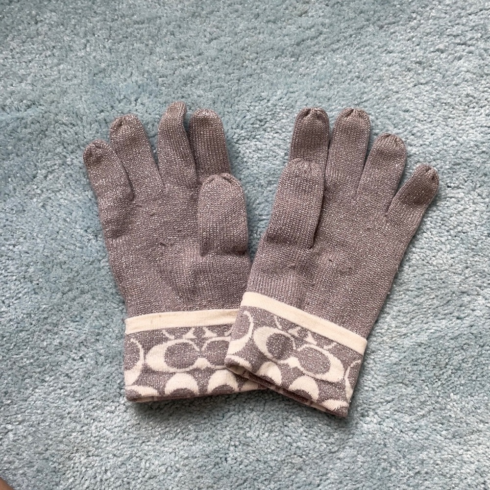 REAL Coach gloves, sparkly silver and white logos